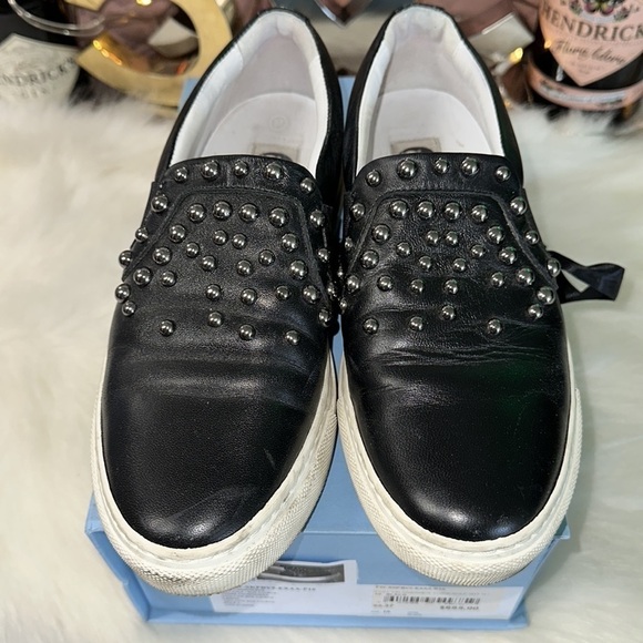 Authentic LANVIN BLACK CALF LEATHER SLIP ON SNEAKER WITH STUDS SIZE 7 - Picture 10 of 10